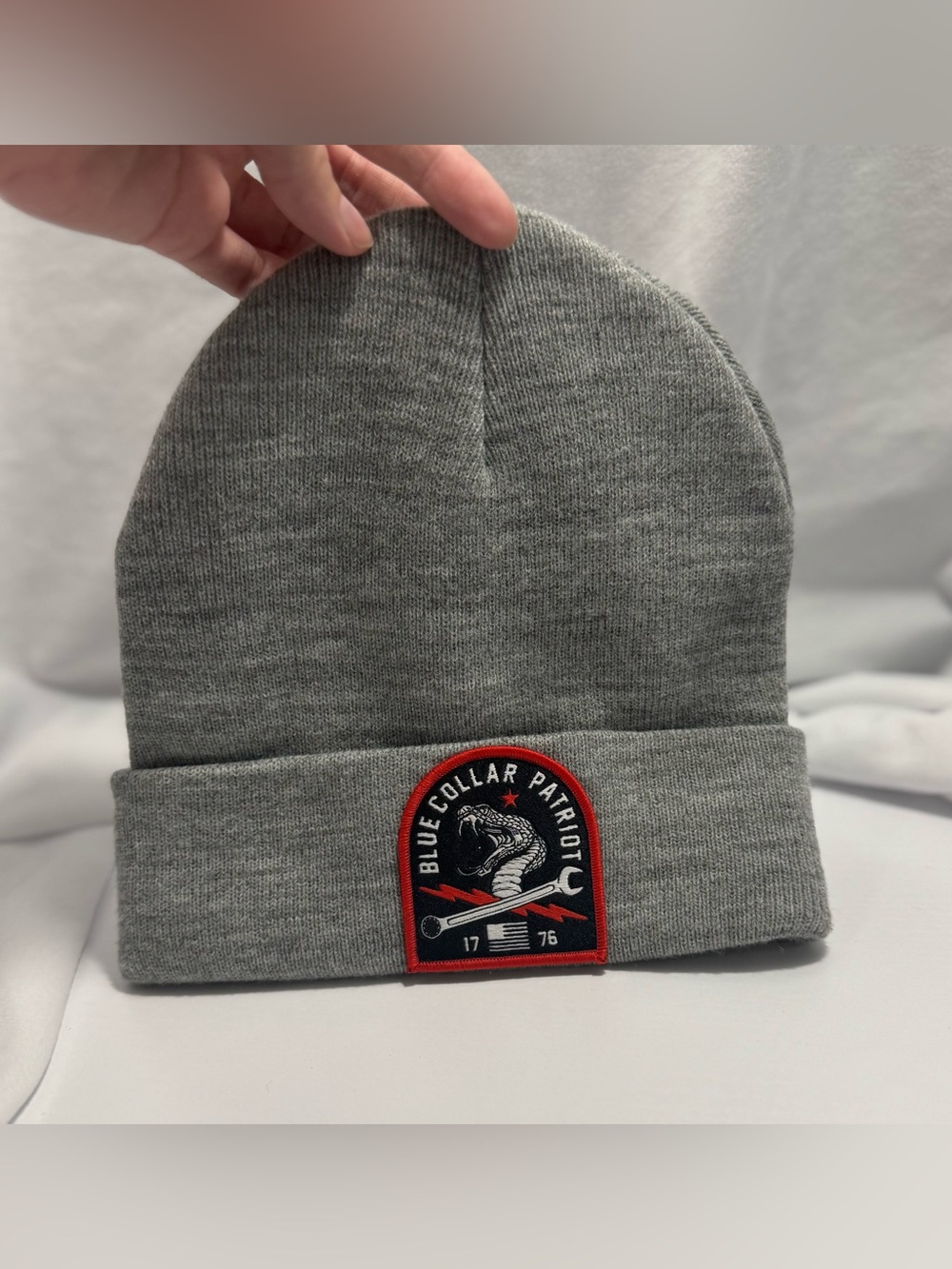 Gray Blue Collar Patriot Men’s beanie